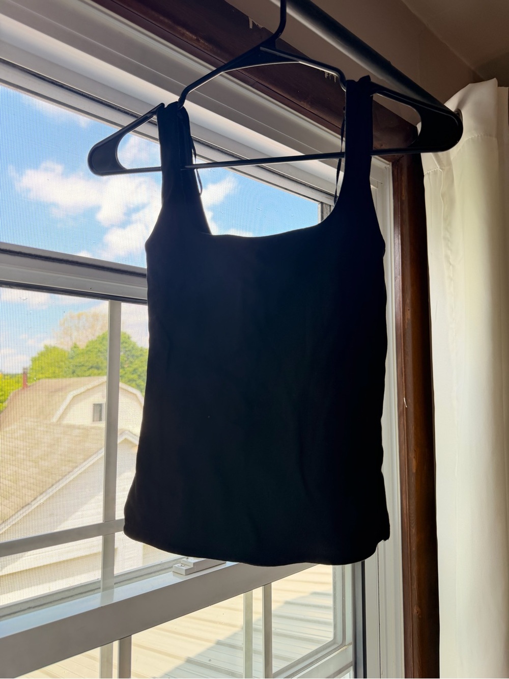 Zara Black Square-Neck Tank with Wide Straps